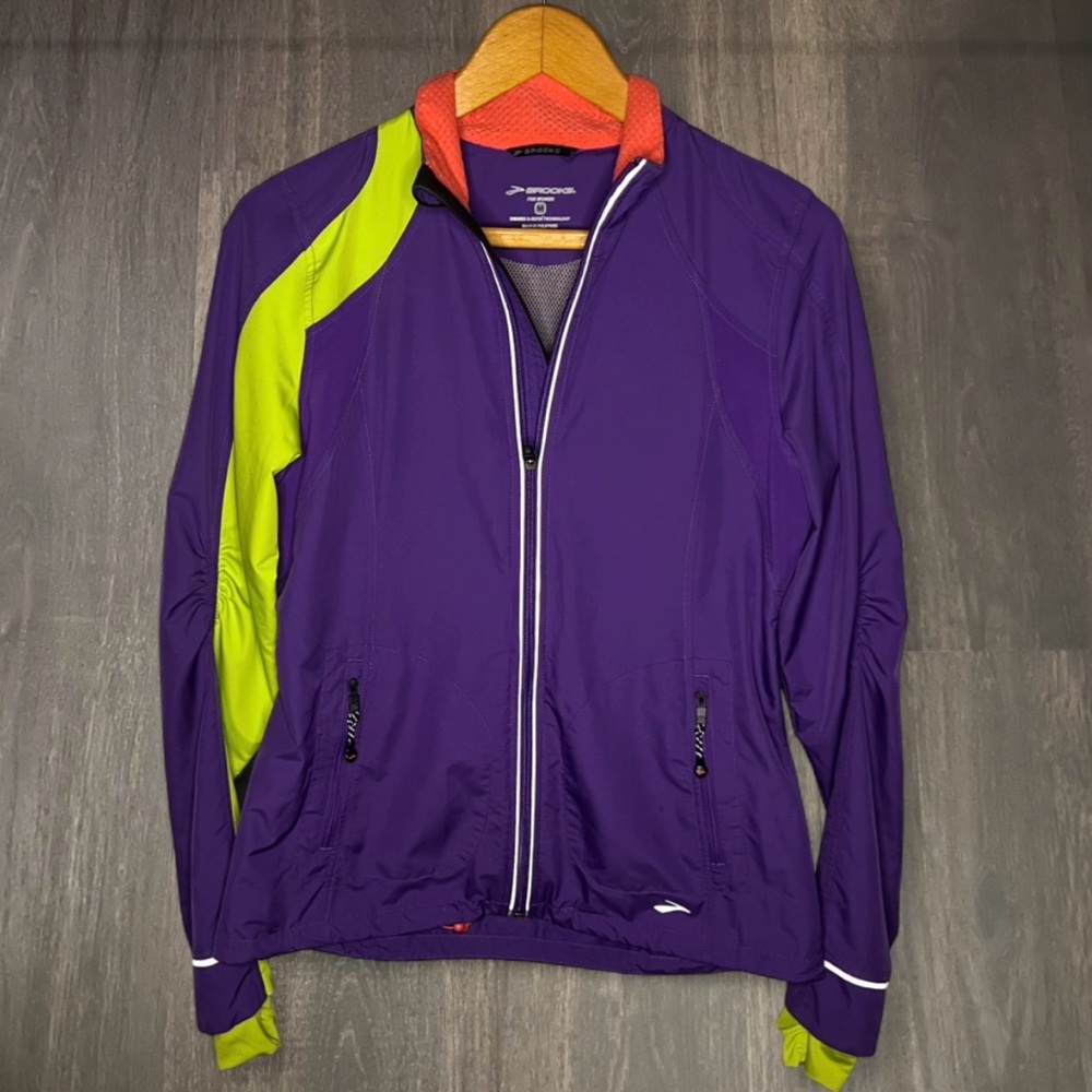 Brooks Running Zip Athletic Jacket Purple Lime Women’s‎ Medium